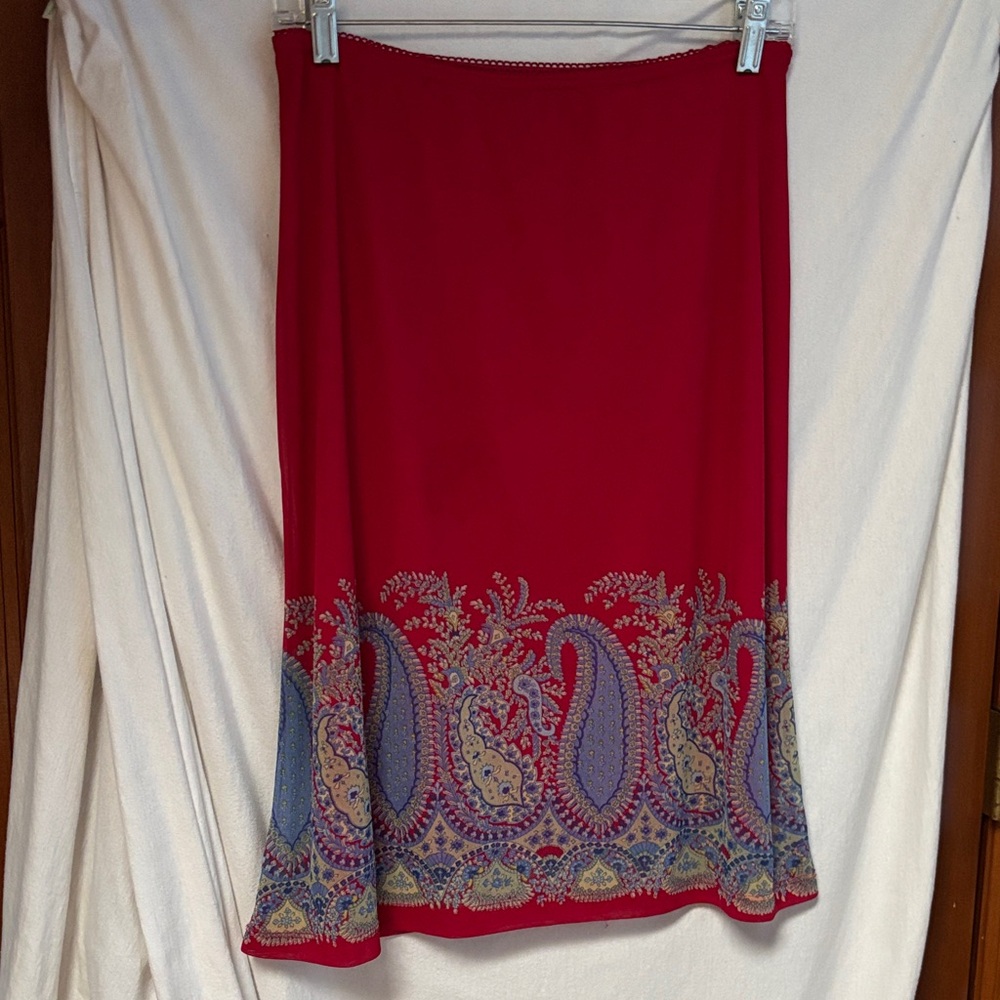 Express Red and Blue Paisley A-Line Skirt